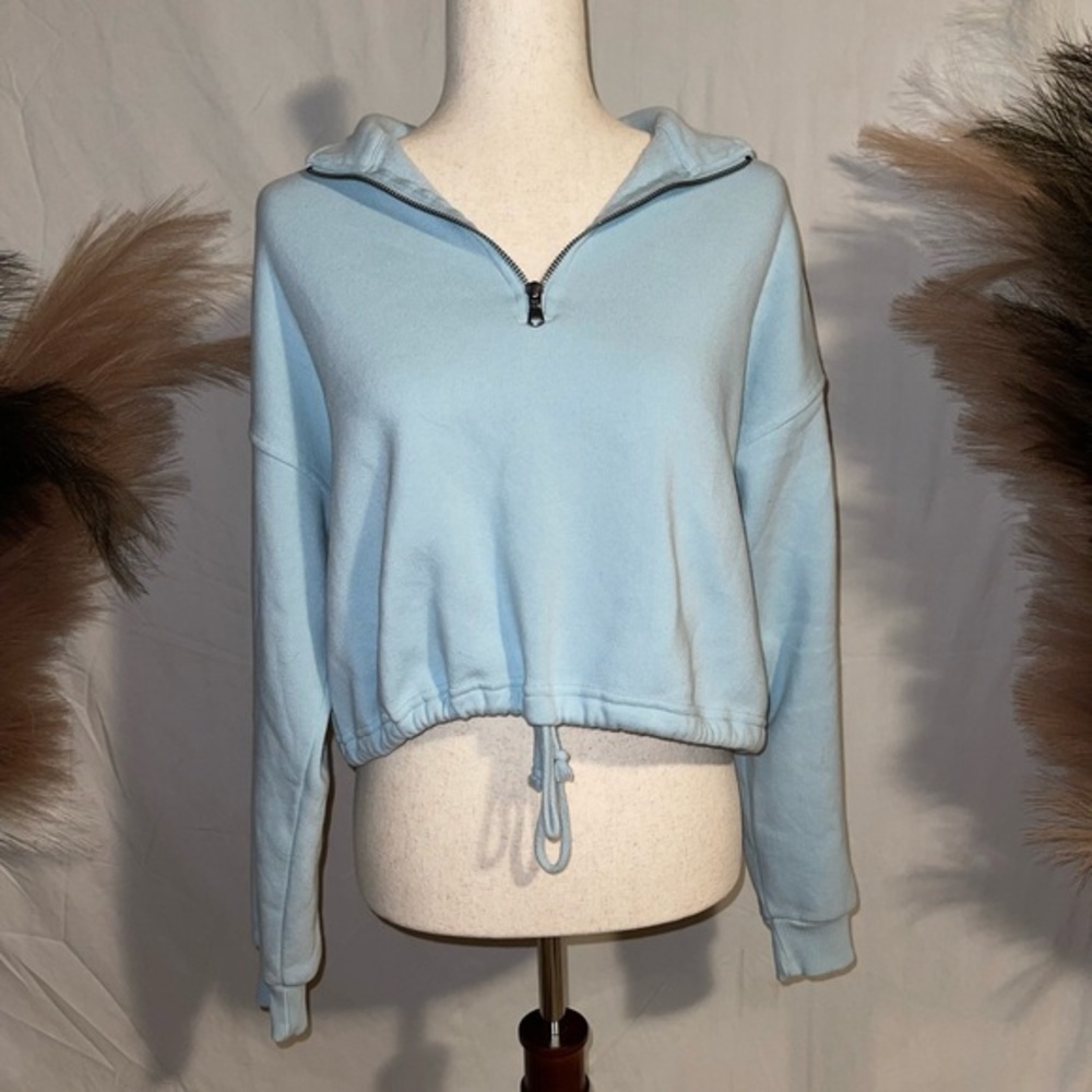 American Eagle 1/4 Zip Fleece-Lined Cropped Sweater